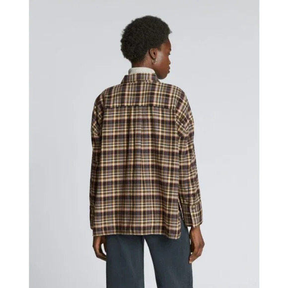 Everlane Boxy Plaid Flannel Soft Button Up Shirt - Sz S - Picture 2 of 9